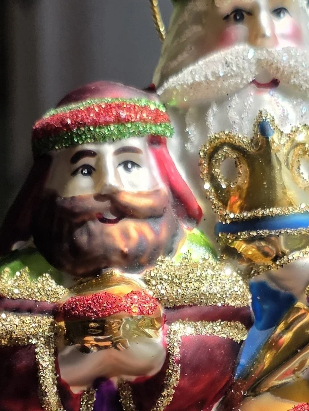 Blown Glass Three Wise Men Nativity Ornament - Multicolor